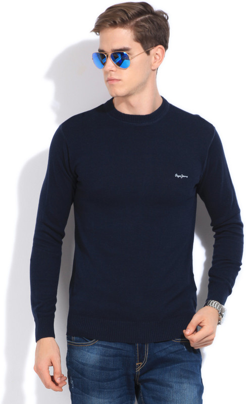 Pepe Jeans Solid Men Round Neck Dark Blue T-Shirt