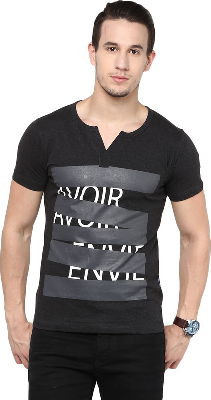 Avoir Envie Printed Men Round Neck Black T-Shirt