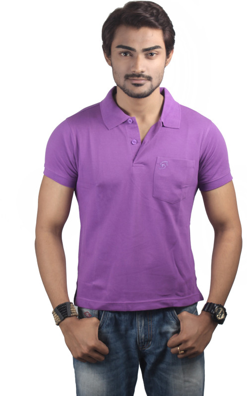 Spur Solid Men Polo Neck Purple T-Shirt