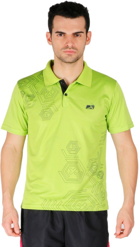 Vector X Printed Men Polo Neck Green T-Shirt