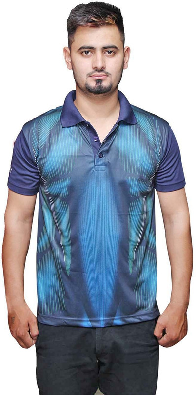 Port Solid Men Polo Neck Dark Blue T-Shirt