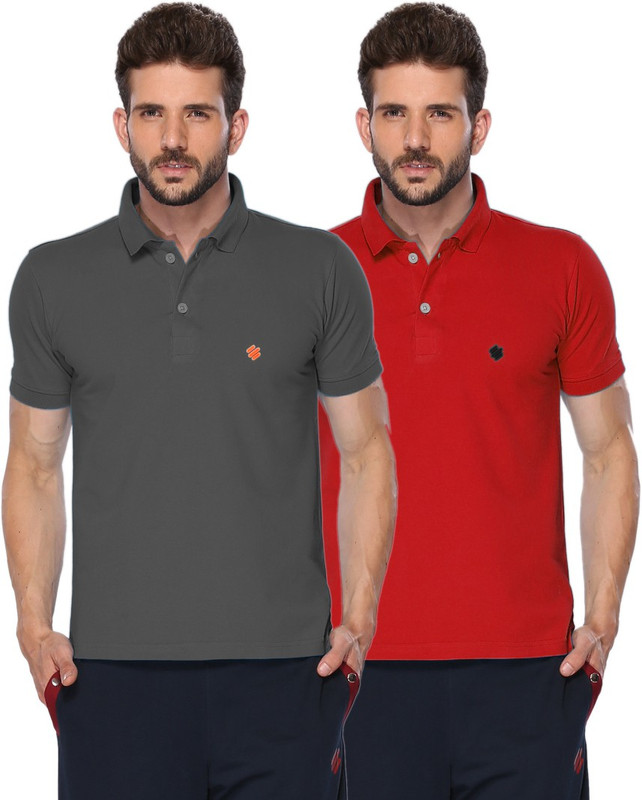 ONN Solid Men Polo Neck Black, Red T-Shirt(Pack of 2) ONN Solid Men Polo Neck Black, Red T-Shirt(Pack of 2)