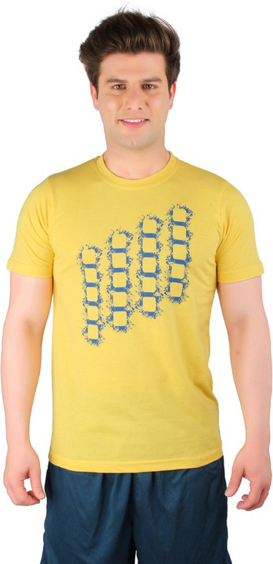 Vector X Printed Men Round Neck Yellow T-Shirt