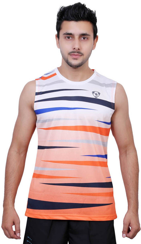 Vector X Solid Men Round Neck Orange T-Shirt