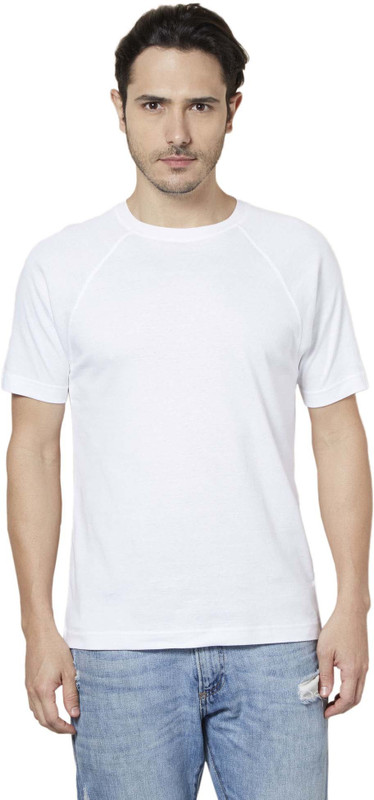 Tuna London Solid Men Round Neck White T-Shirt