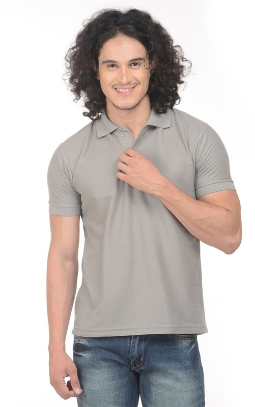 Gold Axe Solid Men Polo Neck Beige T-Shirt Gold Axe Solid Men Polo Neck Beige T-Shirt