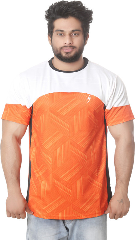 Stylar Graphic Print Men Round Neck Orange T-Shirt
