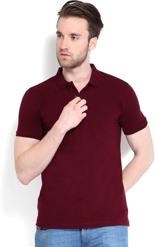 Concepts Solid Men Polo Neck Maroon T-Shirt