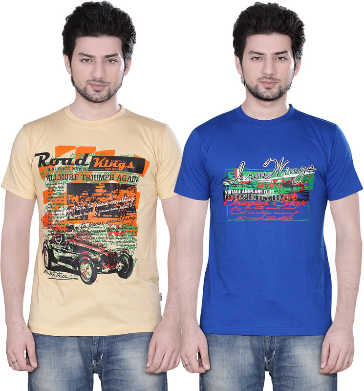 Zebu Printed Men Round Neck Multicolor T-Shirt(Pack of 2)