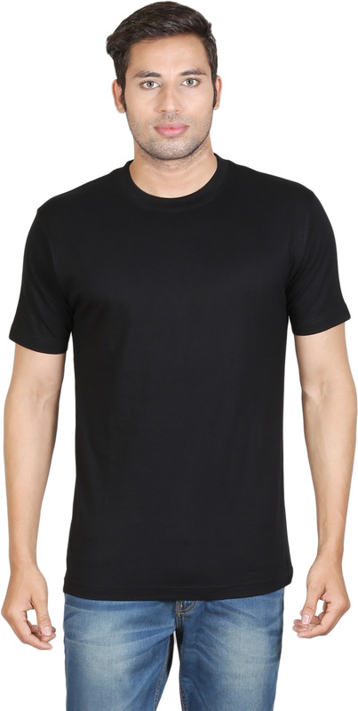 Winfield Solid Men Round Neck Black T-Shirt