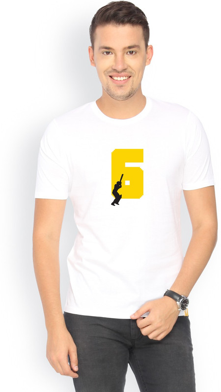Campus Sutra Graphic Print Men Round or Crew White T-Shirt