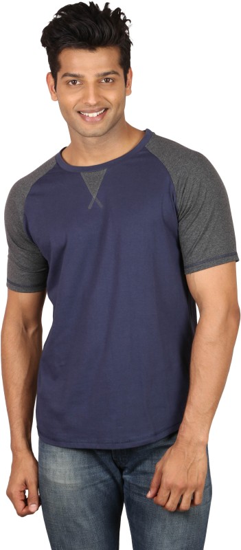Poshuis Solid Men Round or Crew Grey, Dark Blue T-Shirt RS.149 (70.00% Off) - Flipkart