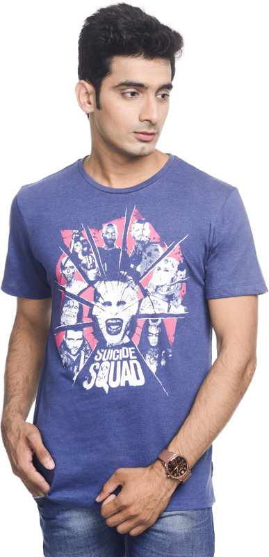 Suicide Squad Printed Men Round or Crew Blue T-Shirt