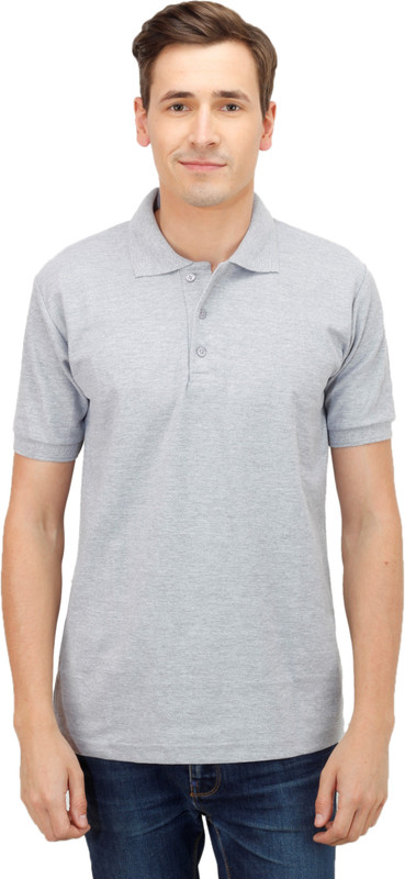 Haltung Solid Men Polo Neck Grey T-Shirt