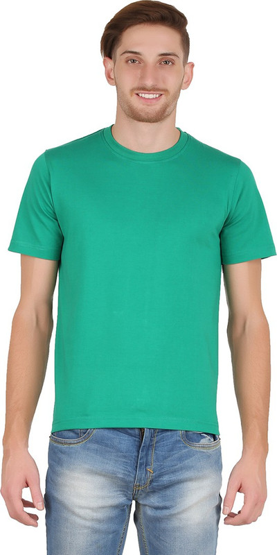 All Times Solid Men Round Neck Green T-Shirt