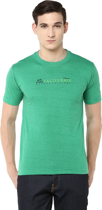 Okane Solid Men Round Neck Green T-Shirt