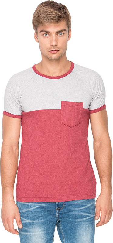 Campus Sutra Solid Men Round or Crew Red, Grey T-Shirt