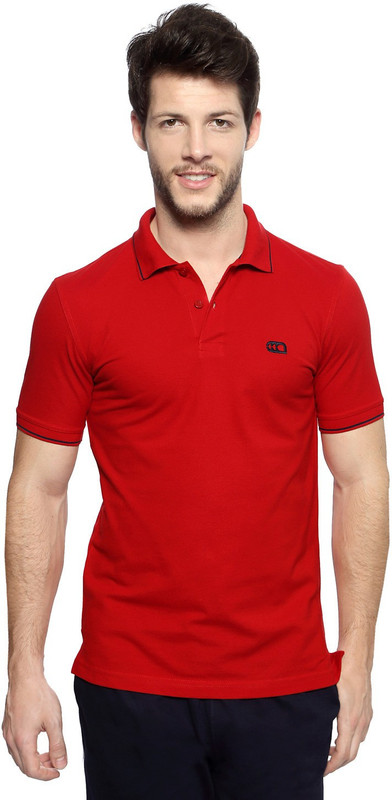 Ajile by Pantaloons Solid Men Polo Neck Red T-Shirt