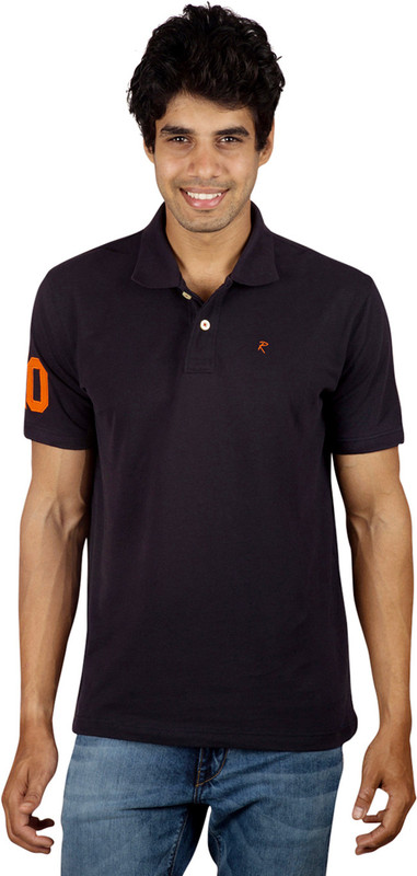 Red Line Solid Men Polo Neck Dark Blue T-Shirt