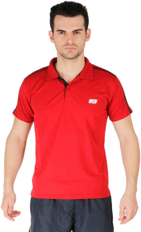 Vector X Solid Men Polo Neck Red T-Shirt