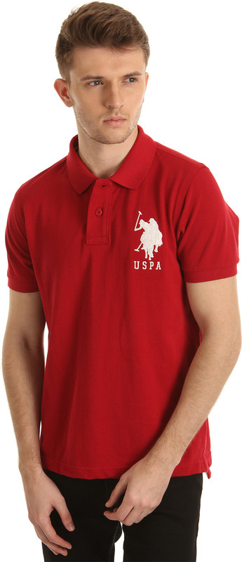 U.S. Polo Assn Solid Men Polo Neck Red T-Shirt