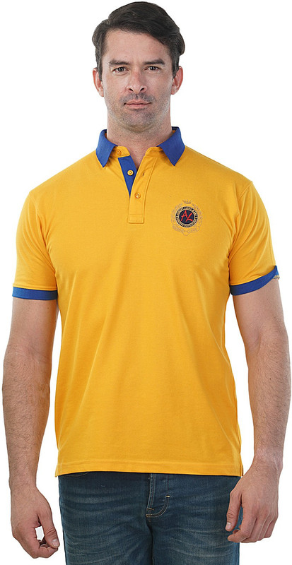 Aubert Liano Solid Men Polo Neck Orange T-Shirt