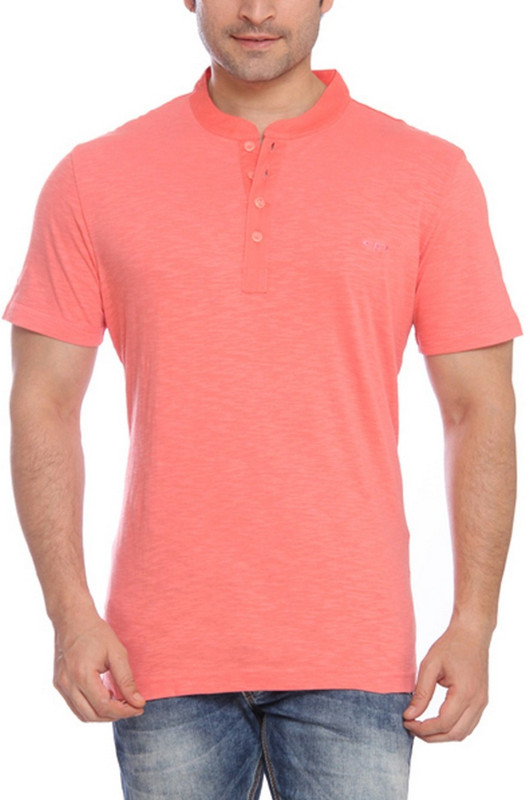 ColorPlus Solid Men Henley Red T-Shirt