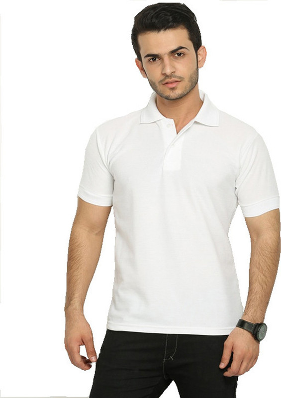 Merlin Solid Men Polo Neck White T-Shirt Merlin Solid Men Polo Neck White T-Shirt