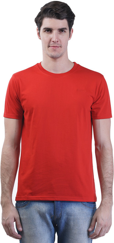 Griffel Solid Men Round Neck Red T-Shirt