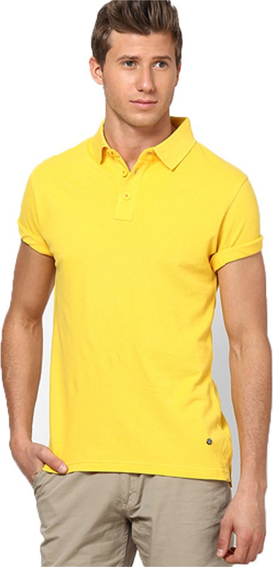 Concepts Solid Men Polo Neck Yellow T-Shirt