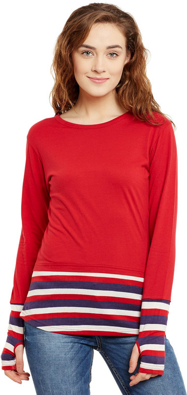 Hypernation Broad Stripes Women Round Neck Multicolor T-Shirt