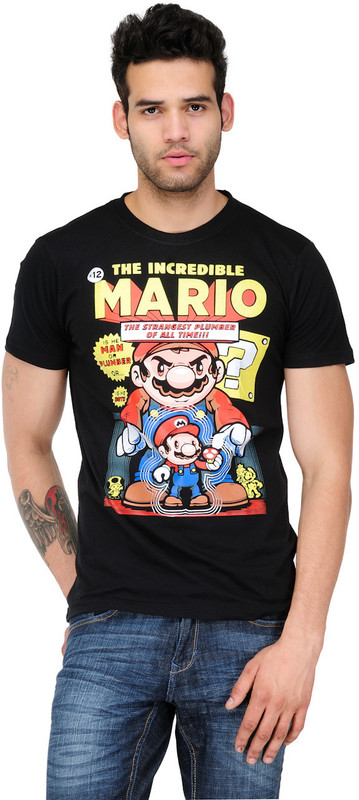 White Kalia Graphic Print Men Round Neck Black T-Shirt White Kalia Graphic Print Men Round Neck Black T-Shirt