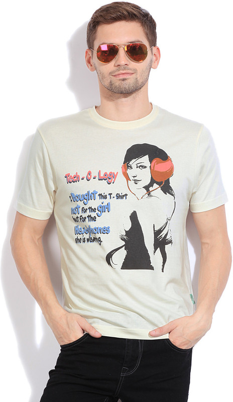Style Quotient Printed Men Round Neck White T-Shirt