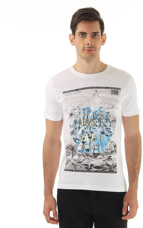 Monte Carlo Graphic Print Men Round Neck White T-Shirt