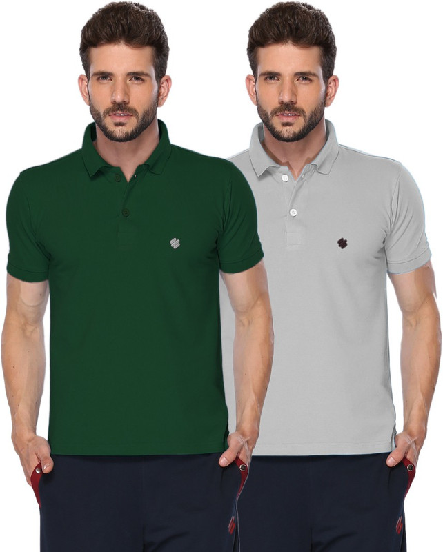 ONN Solid Men Polo Neck Green, Grey T-Shirt(Pack of 2) ONN Solid Men Polo Neck Green, Grey T-Shirt(Pack of 2)