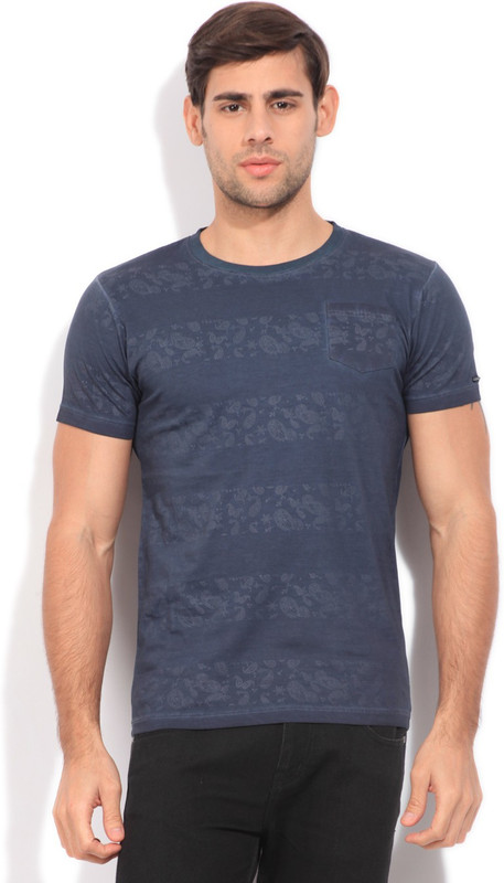 Pepe Jeans Striped Men Round Neck Blue T-Shirt