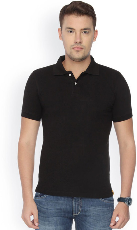 Concepts Solid Men Polo Neck Black T-Shirt