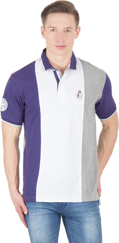 Wilkins & Tuscany Solid Men Polo Neck Blue T-Shirt