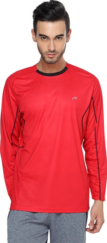 Proline Active Solid Men Round Neck Denim Red T-Shirt