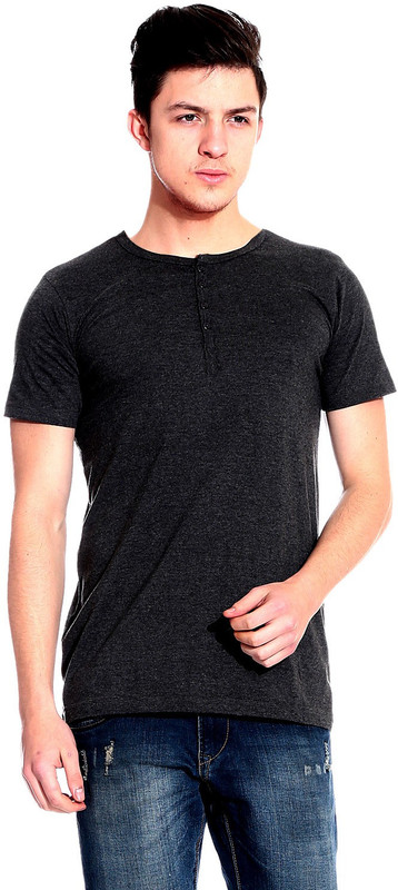 Lemon & Vodka Solid Men Henley Grey T-Shirt