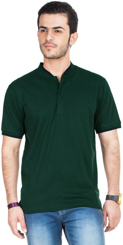Concepts Solid Men Polo Neck Dark Green T-Shirt