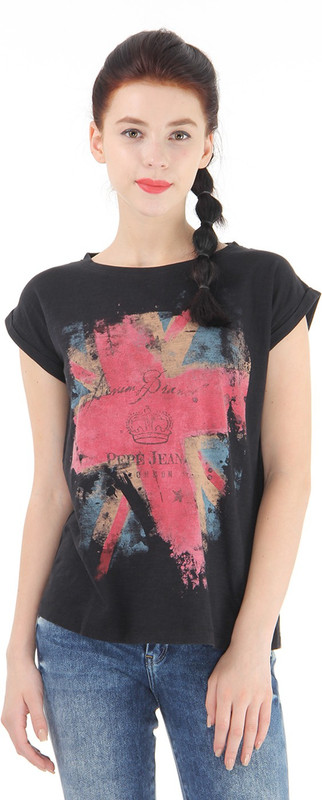 Pepe Jeans Graphic Print Women Round Neck Black T-Shirt
