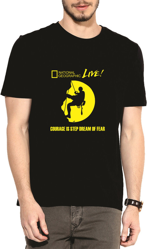 indiroots Typography, Graphic Print Men Round or Crew Black, Yellow T-Shirt