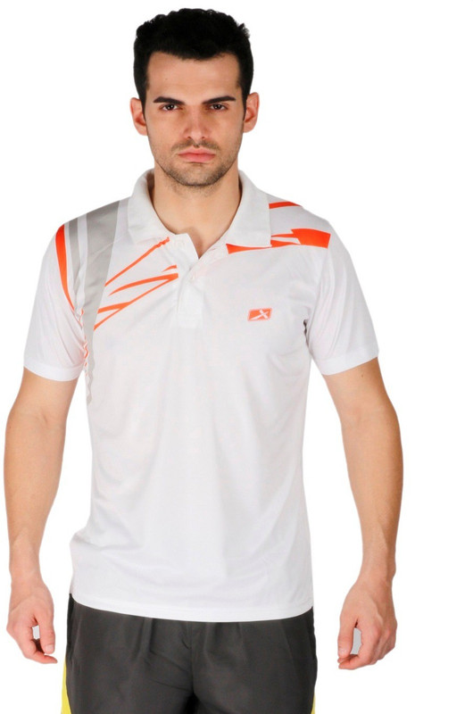 Vector X Printed Men Polo Neck White T-Shirt