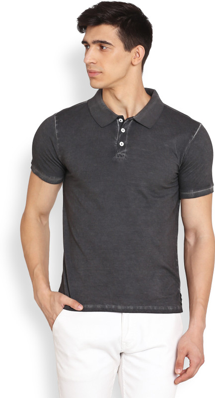 Henry and Smith Solid Men Polo Neck Grey T-Shirt Henry and Smith Solid Men Polo Neck Grey T-Shirt