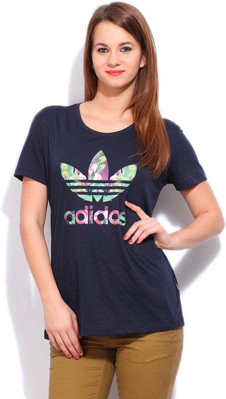 Style Quotient By Noi Printed Women Round Neck Dark Blue T-Shirt