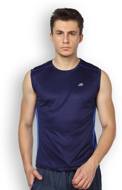 DIFFERENCE OF OPINION Solid Men Round Neck Dark Blue T-Shirt