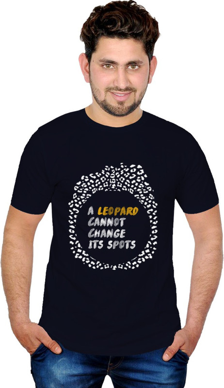 INKIT Graphic Print Men Round Neck Dark Blue T-Shirt