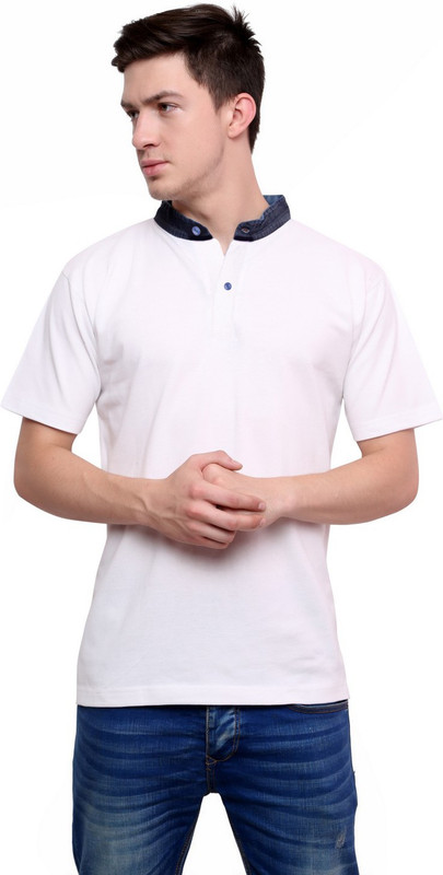 Lemon & Vodka Men Mandarin Collar White T-Shirt