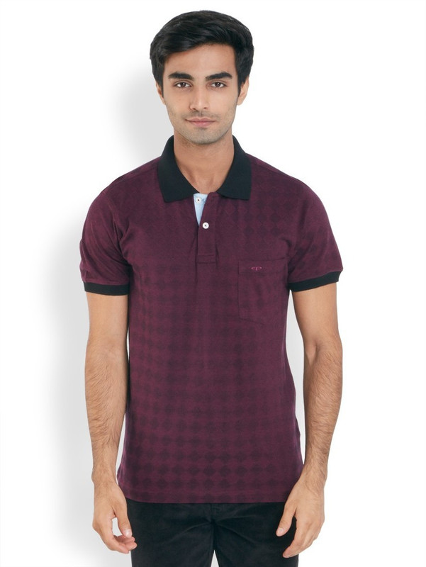ColorPlus Printed Men Polo Neck Red T-Shirt